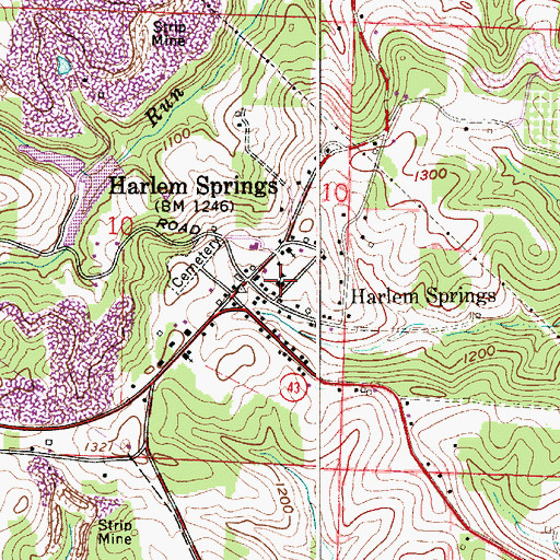 Topographic Map of Harlem Springs Elementary School, OH