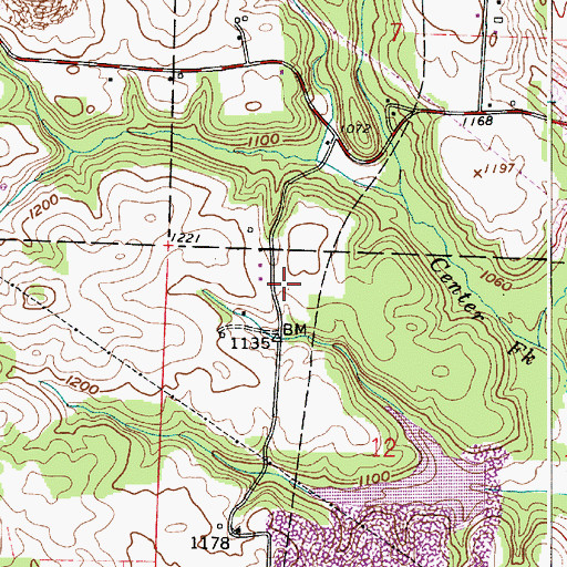Topographic Map of Downing Cemetery, OH