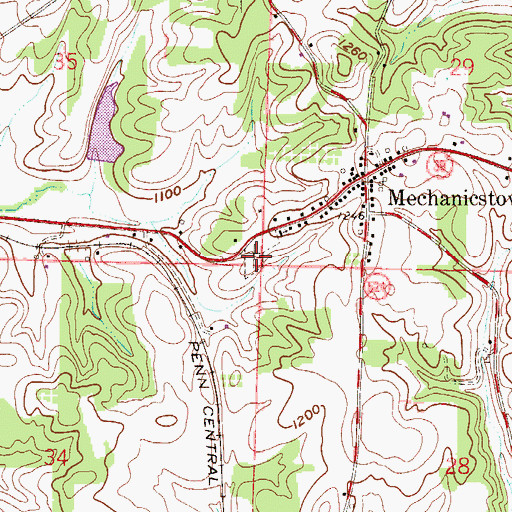 Topographic Map of Corinth - Mechanicstown Cemetery, OH