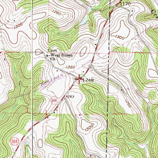 Topographic Map of Pine Hill, OH