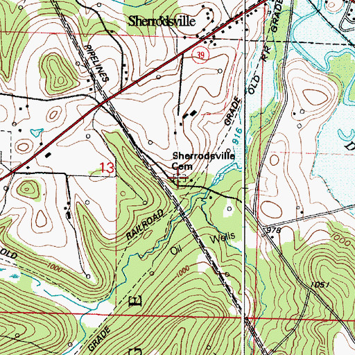 Topographic Map of Sherrodsville Cemetery, OH
