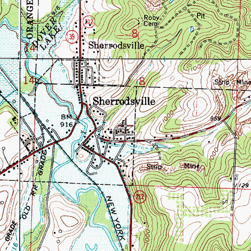 Topographic Map of Sherrodsville Elementary School, OH