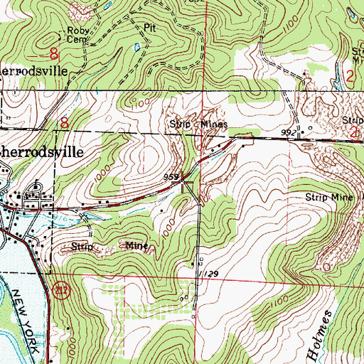 Topographic Map of Hazelton, OH