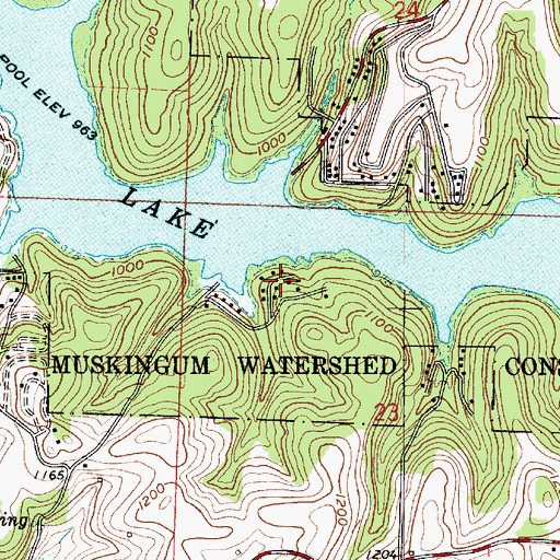 Topographic Map of Leesville Hills, OH