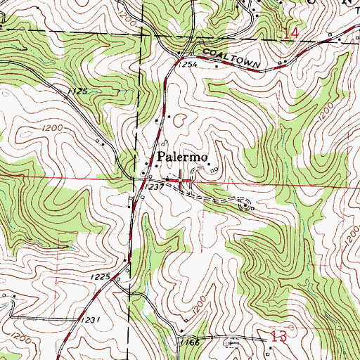 Topographic Map of Palermo Cemetery, OH