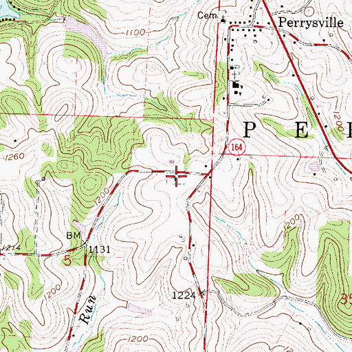 Topographic Map of New Perrysville Cemetery, OH