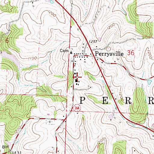 Topographic Map of Perrysville Cemetery, OH
