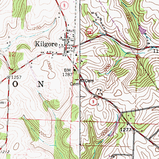 Topographic Map of Kilgore Presbyterian Cemetery, OH