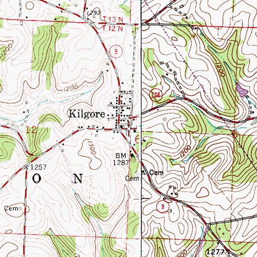 Topographic Map of Kilgore Cemetery, OH