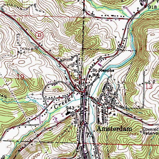 Topographic Map of Amsterdam Cemetery, OH