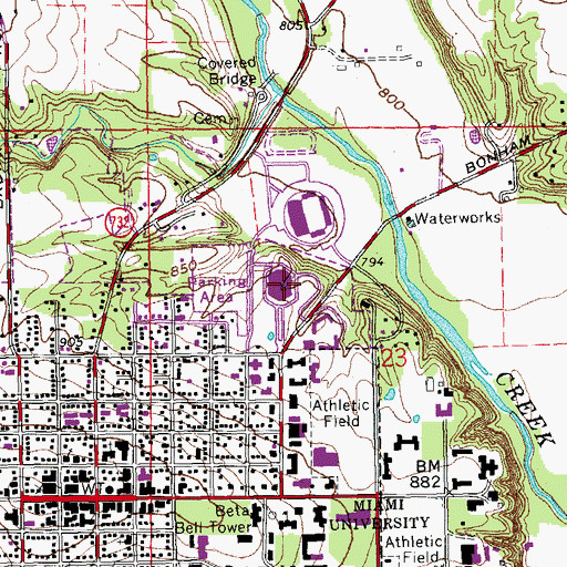 Topographic Map of Millett Assembly Hall, OH