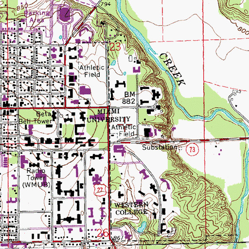 Topographic Map of Cook Field, OH