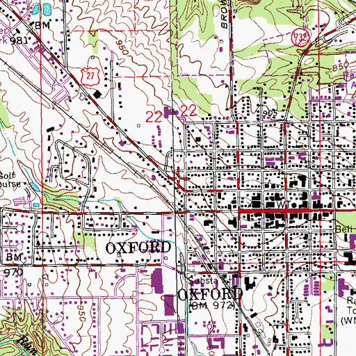 Topographic Map of Mount Olivet Cemetery, OH
