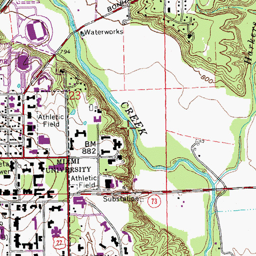 Topographic Map of Marcum Nature Trail, OH