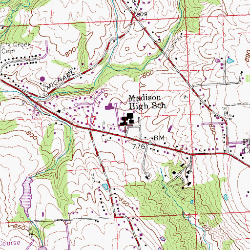Topographic Map of Madison Middle School, OH