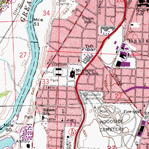 Topographic Map of McKinley Elementary School (historical), OH