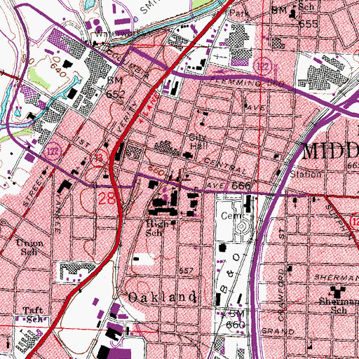 Topographic Map of John XXIII School, OH