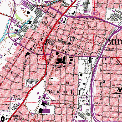 Topographic Map of Stephen Vail Middle School, OH