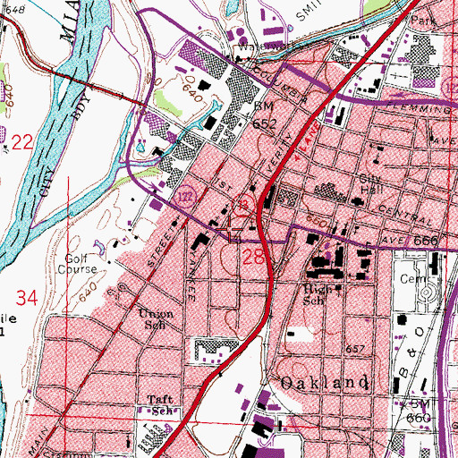 Topographic Map of Middletown Public Library, OH