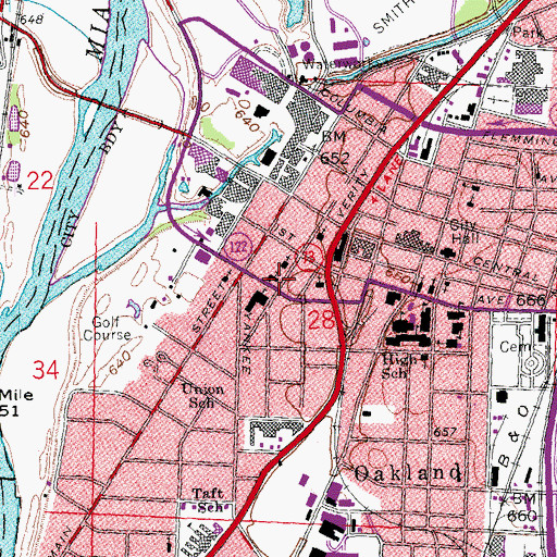 Topographic Map of First United Methodist Church, OH