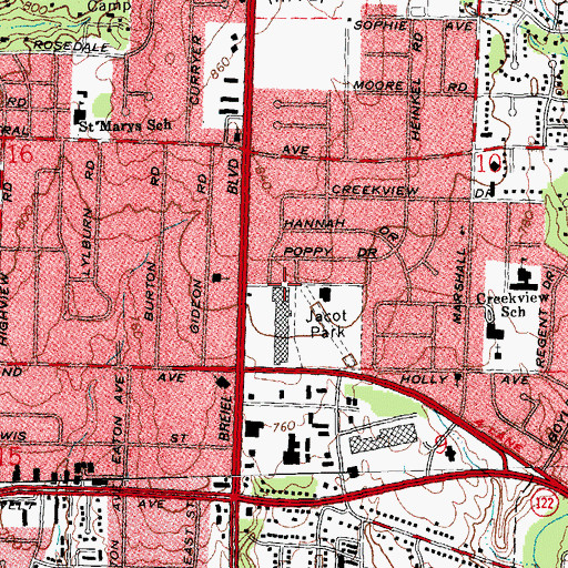 Topographic Map of Middletown Shopping Center, OH