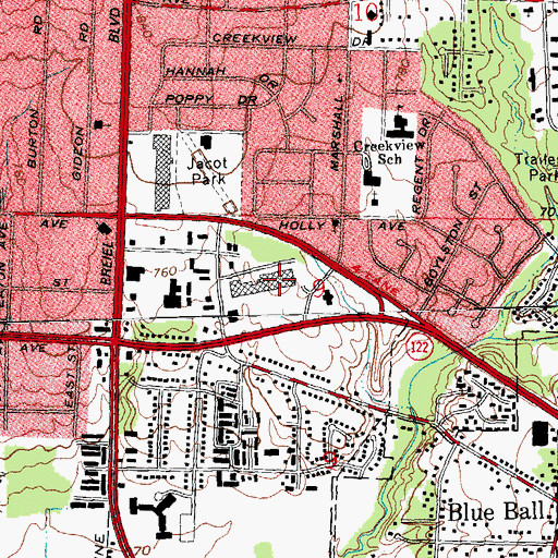 Topographic Map of Eastgate Plaza Shopping Center, OH
