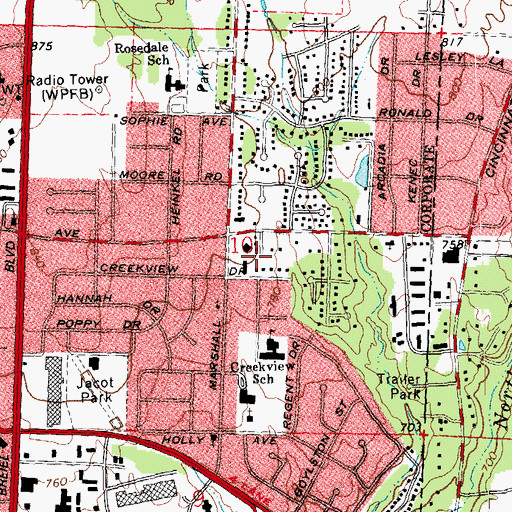 Topographic Map of Heritage Christian School, OH