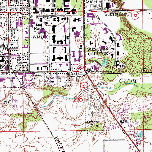 Topographic Map of Peffer Park, OH