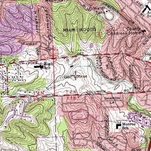 Topographic Map of Potters Park Municipal Golf Course, OH