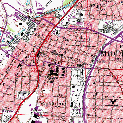 Topographic Map of Faith United Methodist Church, OH