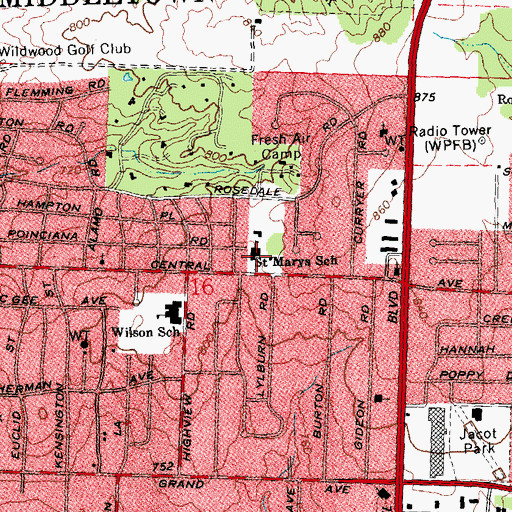 Topographic Map of Saint Mary Catholic Church, OH