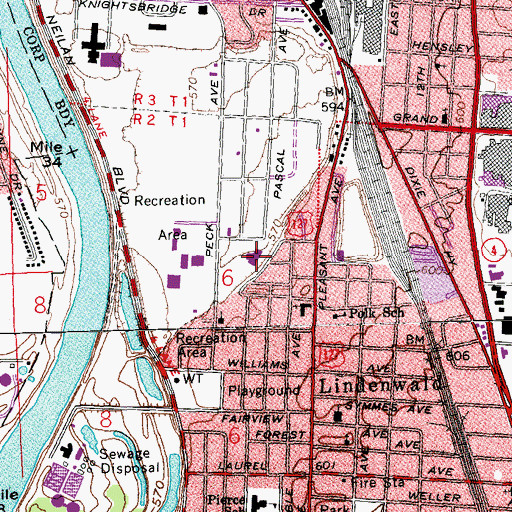 Topographic Map of Hamilton Sports Arena, OH