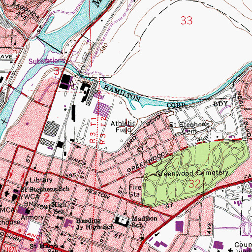 Topographic Map of North End Athletic Field, OH