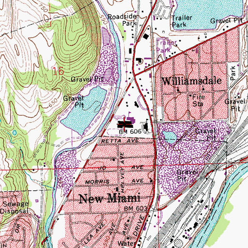 Topographic Map of New Miami High School, OH