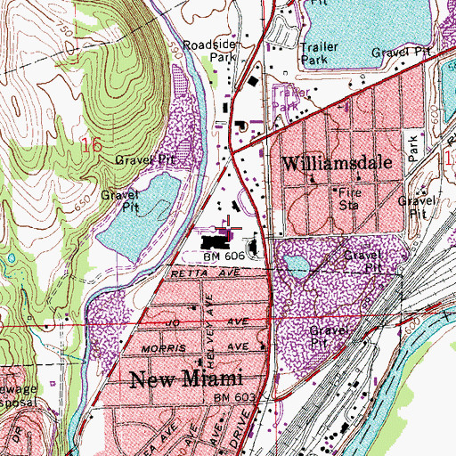 Topographic Map of New Miami Junior High School, OH