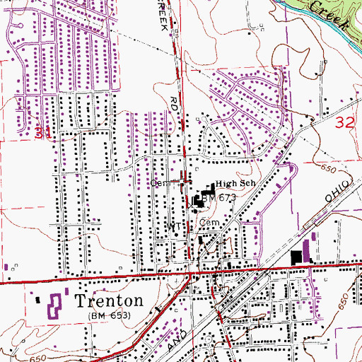 Topographic Map of Saint Peter Lutheran Church, OH