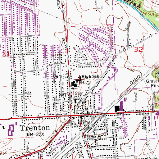 Topographic Map of Bloomfield Elementary School, OH