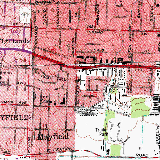 Topographic Map of Calvary Baptist Church, OH
