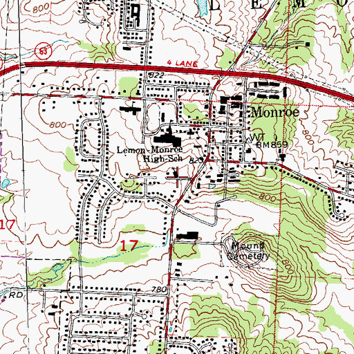 Topographic Map of First Baptist Church, OH