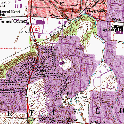 Topographic Map of Fairfield South Elementary School, OH