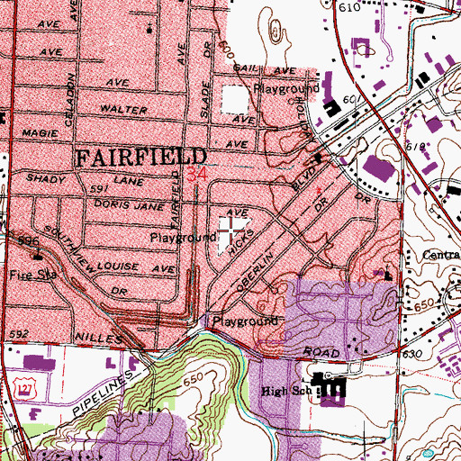 Topographic Map of Lions Park, OH