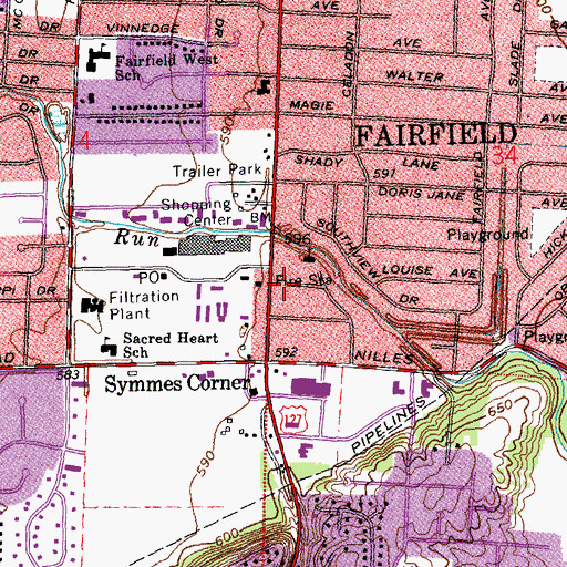 Topographic Map of Riegert Shopping Center, OH