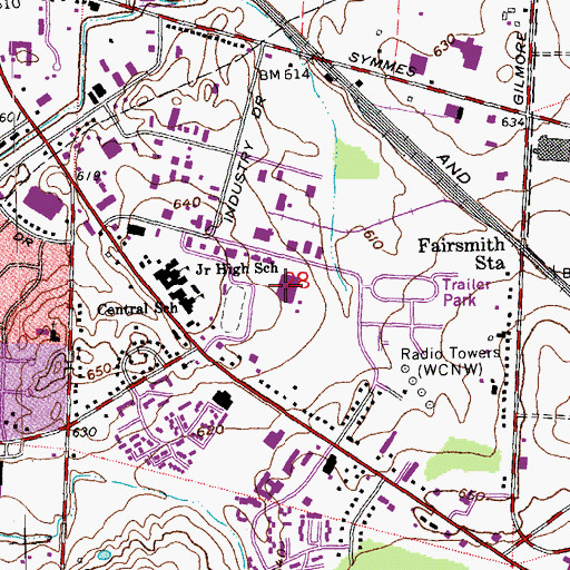 Topographic Map of Fairfield Middle School, OH
