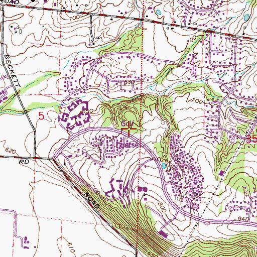 Topographic Map of Beckett Ridge Country Club, OH