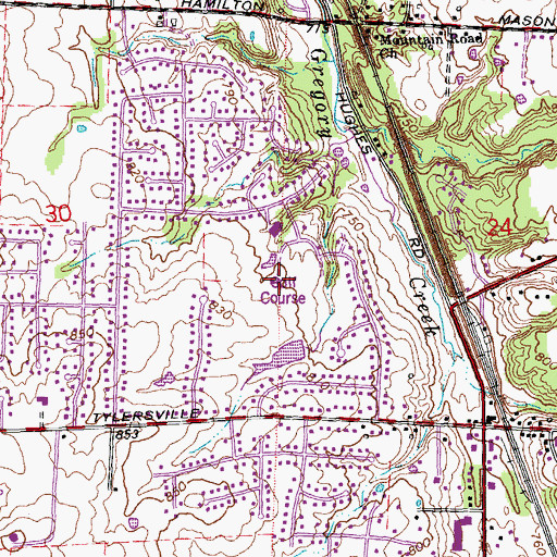 Topographic Map of Lakota Hills Golf Course, OH