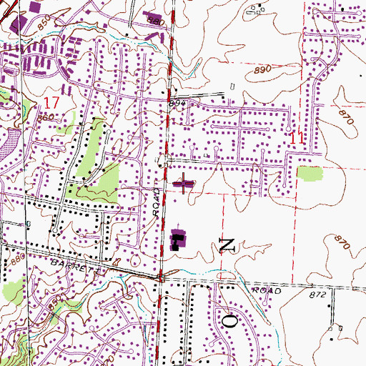 Topographic Map of Hopewell Middle School, OH