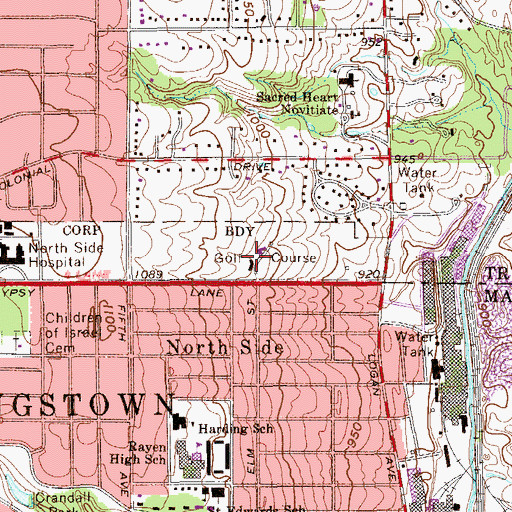 Topographic Map of Stambaugh Golf Course, OH