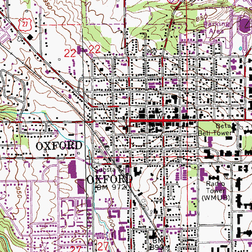Topographic Map of Oxford College for Women (historical), OH