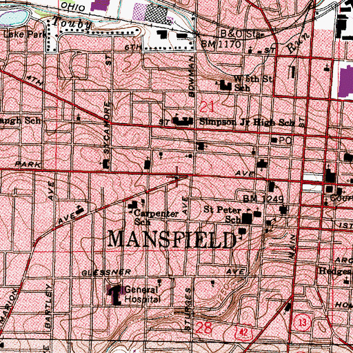 Topographic Map of Saint Lukes Lutheran Church, OH