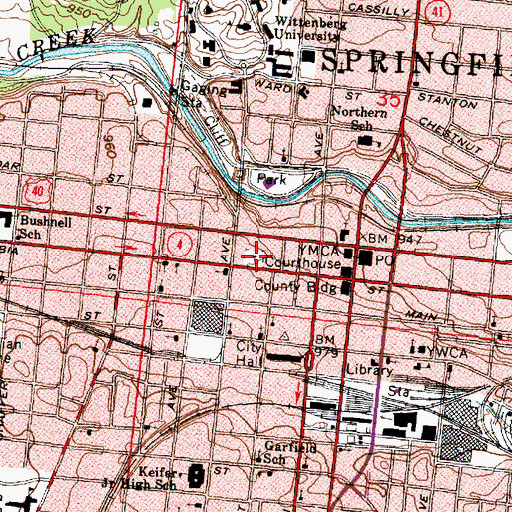 Topographic Map of Old Columbia Street Cemetery, OH